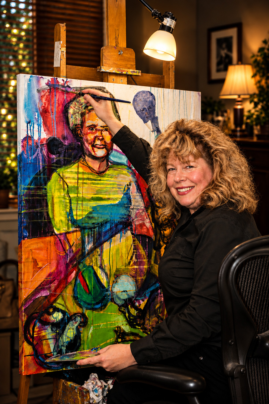 Artist Erika Richert in her art studio