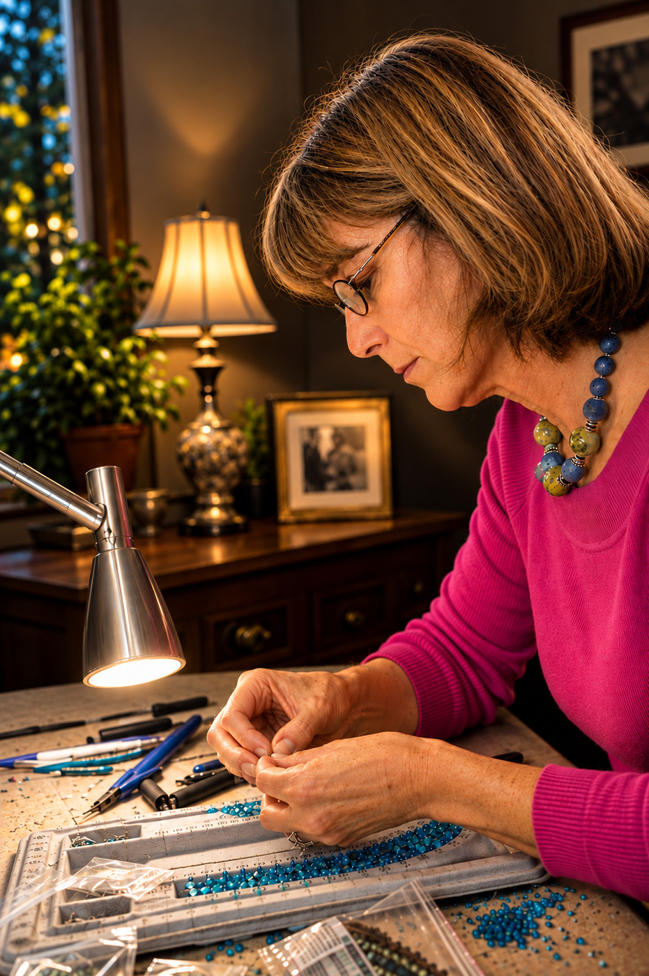 Kim Pace makes artistic jewelry at her home/workshop