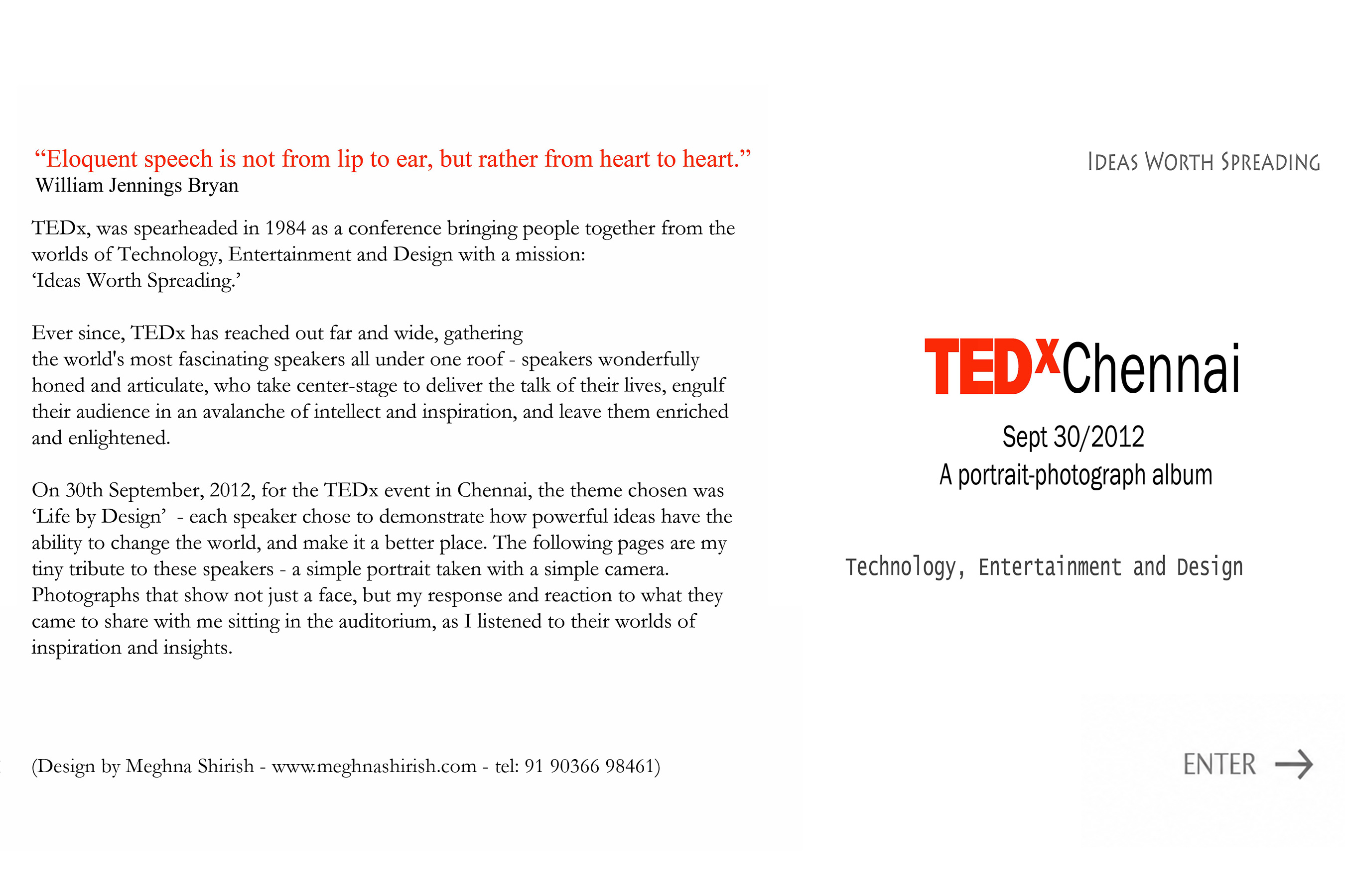 TEDx Chennai 2012 — Life by Design booklet cover