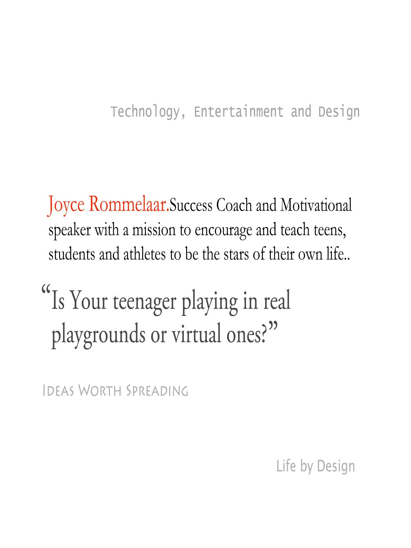 Original 2012 booklet typography for Joyce Rommelaar
