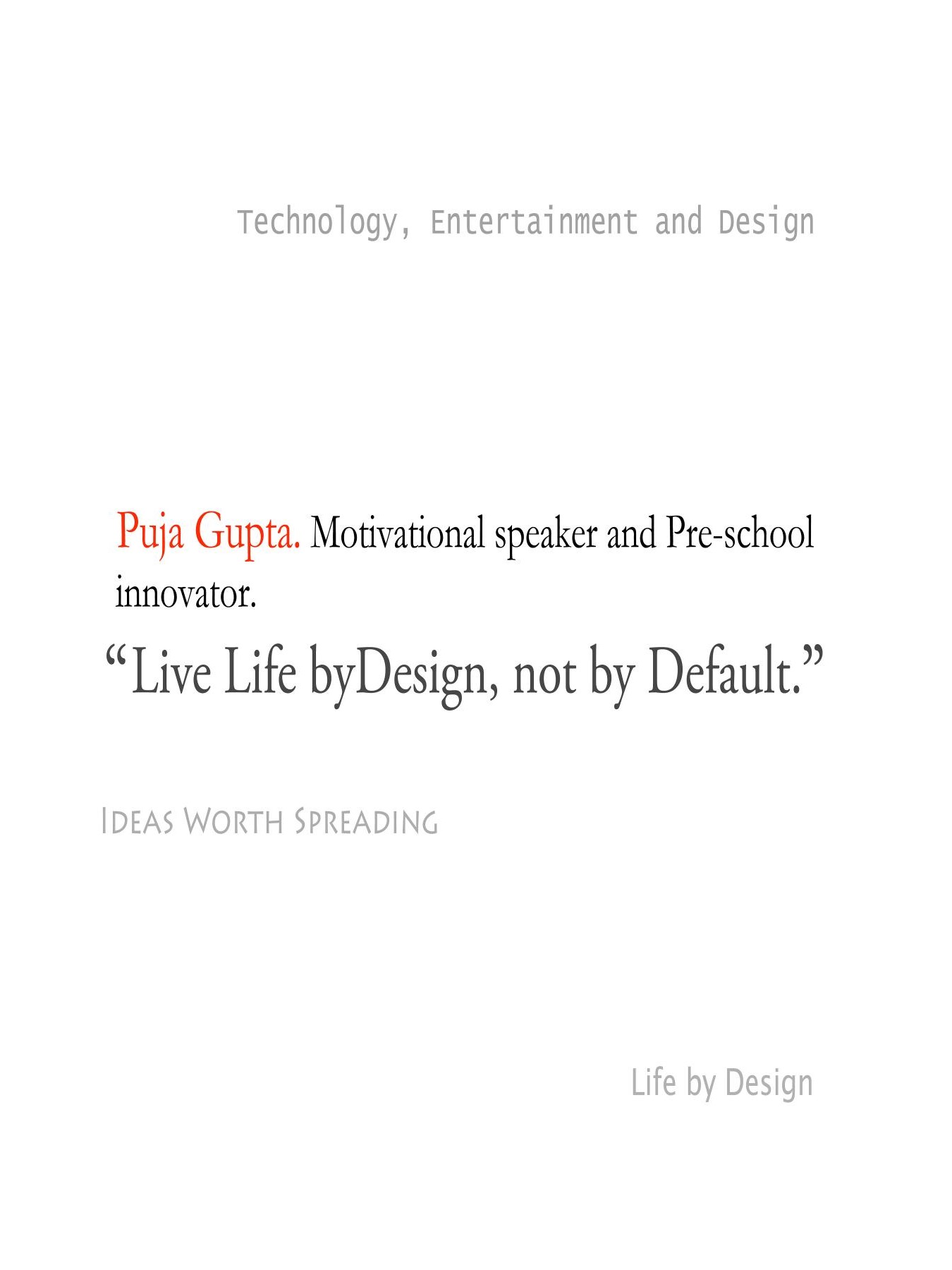 Original 2012 booklet typography for Puja Gupta