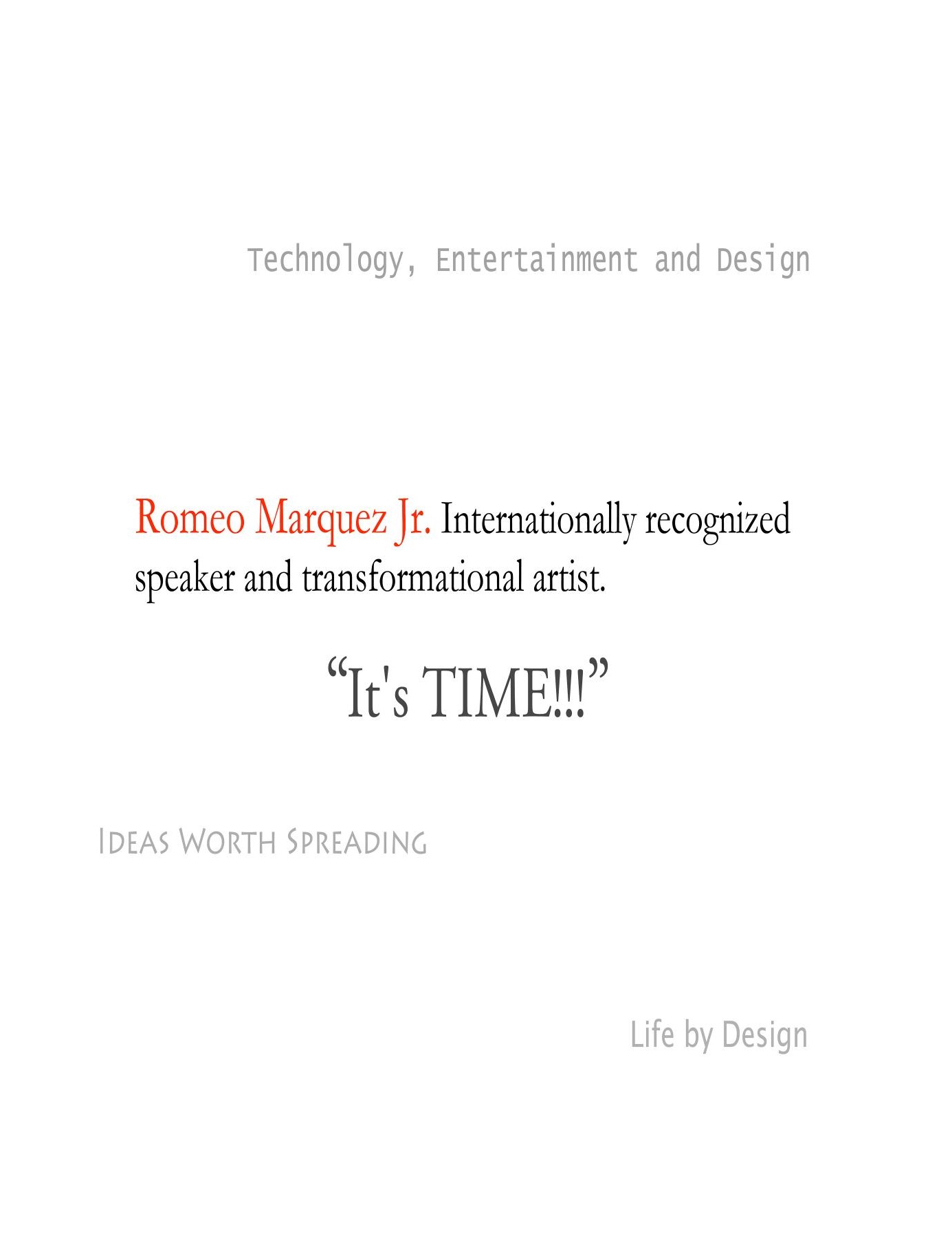 Original 2012 booklet typography for Romeo Marquez Jr